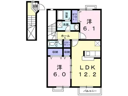 ラフィネRS-B(2LDK/2階)の間取り写真