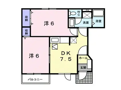 ベル・クレールB(2DK/1階)の間取り写真