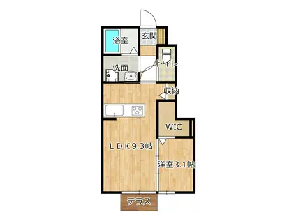 リーヴェ・テラッセ(1LDK/1階)の間取り写真