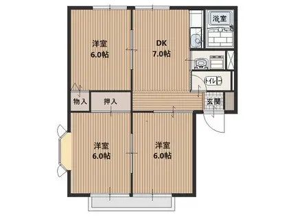 サンリヴェール(3DK/2階)の間取り写真