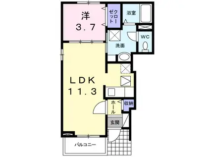 アンジュⅡ(1LDK/1階)の間取り写真