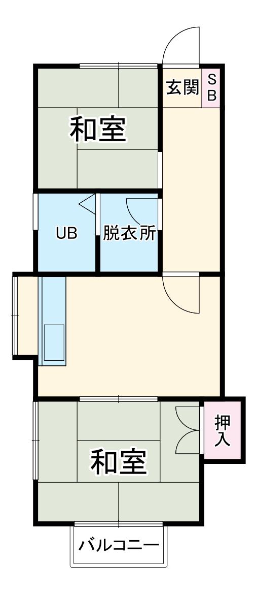 フォーリーフ(2DK/1階)の間取り写真