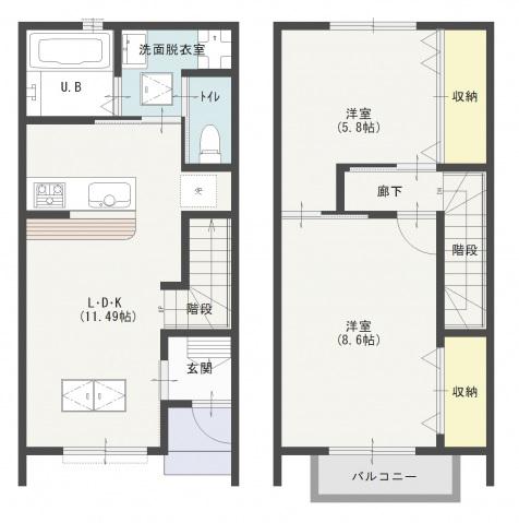 プリエ　ローザＡ号棟(2LDK)の間取り写真