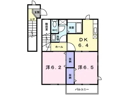 クレストールスズキA(2DK/2階)の間取り写真