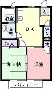 スカイメゾンⅡ(2DK/1階)の間取り写真