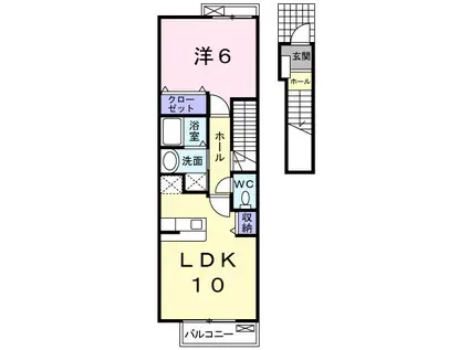 グロースモーアⅡ(1LDK/2階)の間取り写真