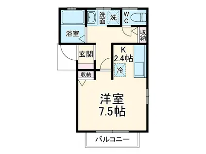 冨田アパート(ワンルーム/2階)の間取り写真