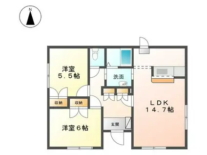 東武鉄道東上線 坂戸駅(埼玉) バス乗車時間：10分 竹之内バス停で下車 徒歩5分 1階建 築21年(2LDK)の間取り写真