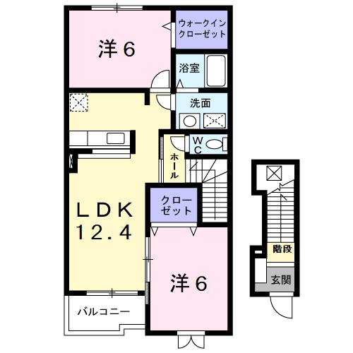 セブン・グロリアスⅣ(2LDK/2階)の間取り写真