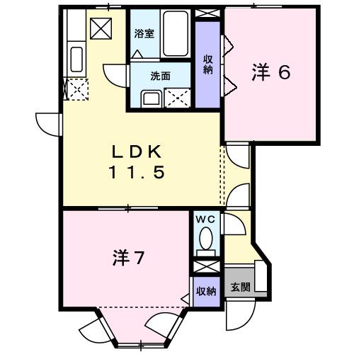 サンライズB(2LDK/1階)の間取り写真
