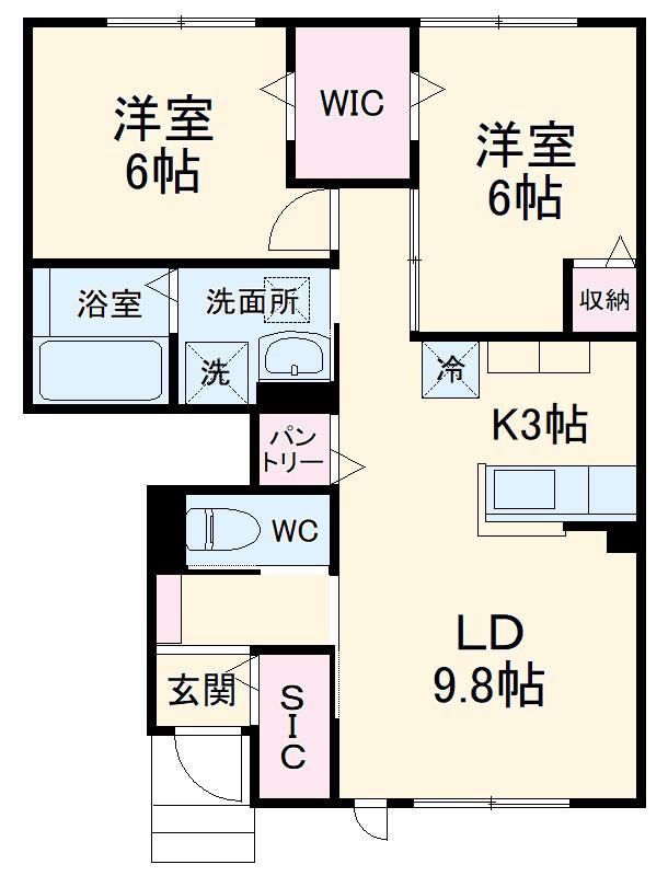 クレールシャンブルⅢ(2LDK/1階)の間取り写真
