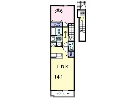 パーク・イーストⅡ(1LDK/2階)の間取り写真