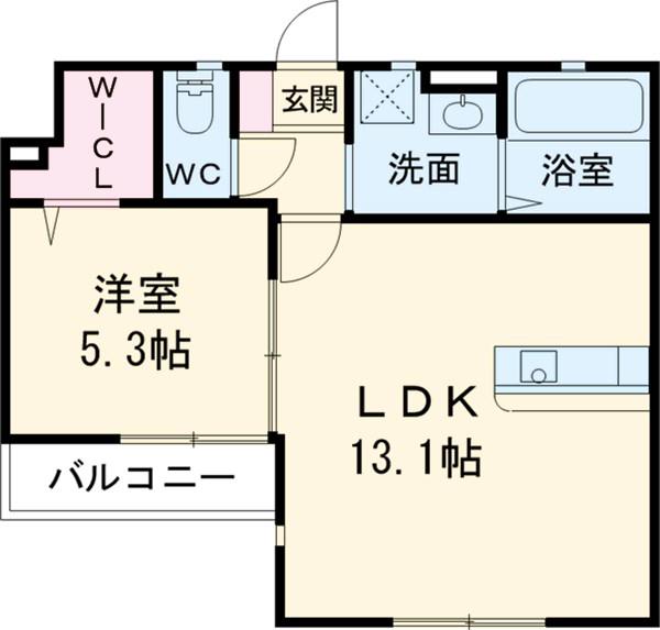 カリエンなめだ(1LDK/1階)の間取り写真