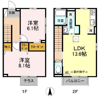 ロイヤルテラス萩原(2LDK)の間取り写真