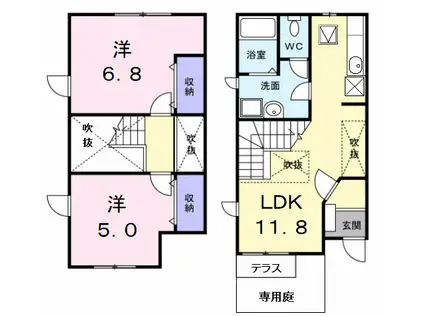 クレスト-ル美和Ⅱ(2LDK/1階)の間取り写真