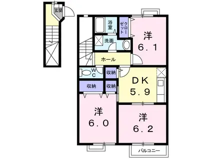 エルセラン(3DK/2階)の間取り写真