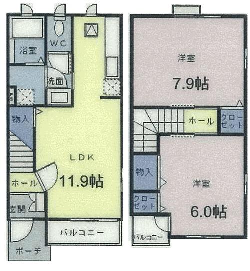 サンメゾン・Ⅰ(2LDK/1階)の間取り写真