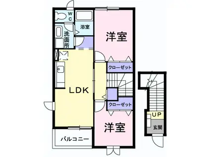 グラン・シェル2(2LDK/2階)の間取り写真