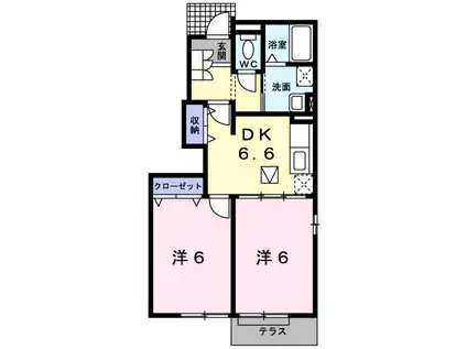 ドルフ・サンフラワー Ⅱ(2DK/1階)の間取り写真