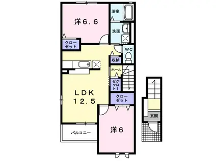 ピュア・グリーン1(2LDK/2階)の間取り写真