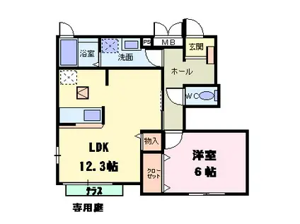 パークサイド横井(1LDK/1階)の間取り写真