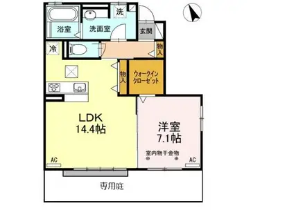 EL CASA八幡(1LDK/1階)の間取り写真