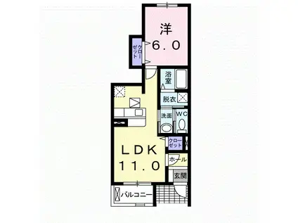 ラ・プリマヴェーラ(1LDK/1階)の間取り写真