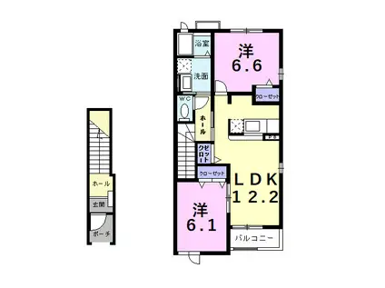 プリムヴェールⅠ(2LDK/2階)の間取り写真