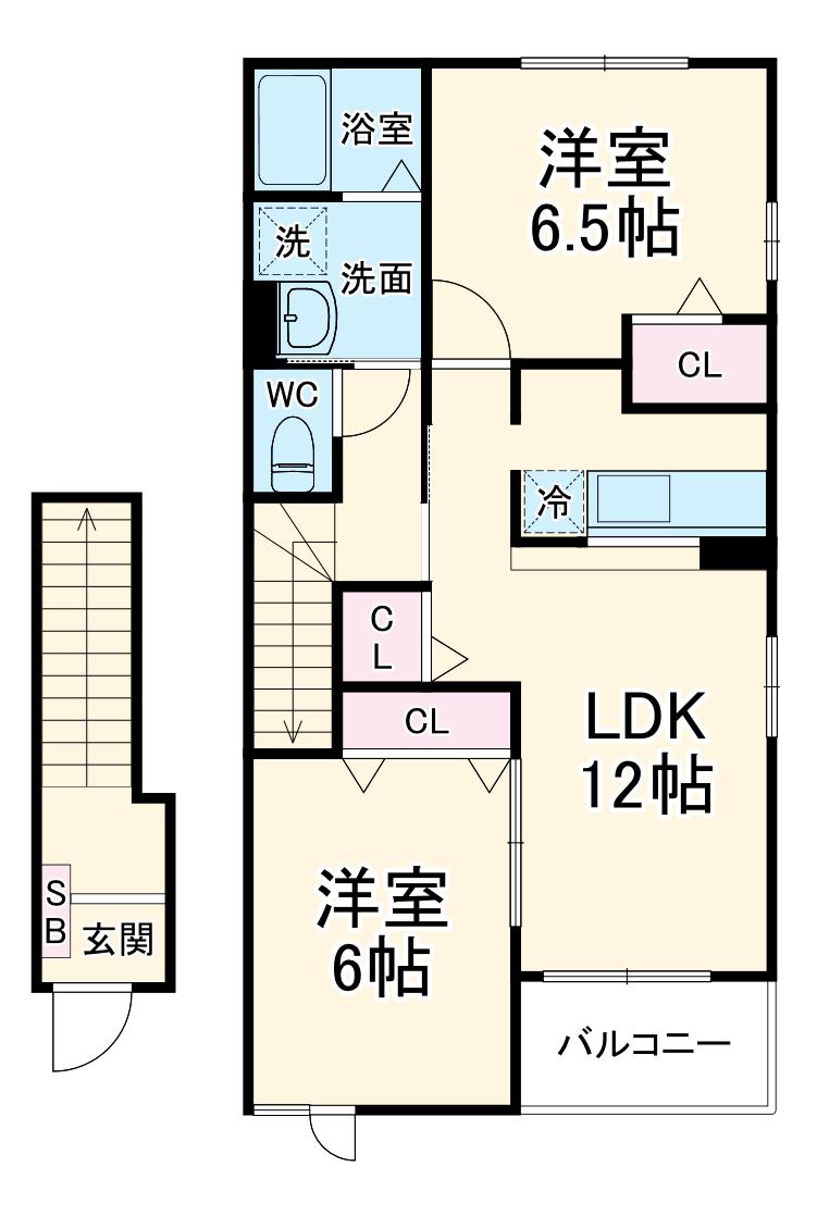 MARUSA21C(2LDK/2階)の間取り写真