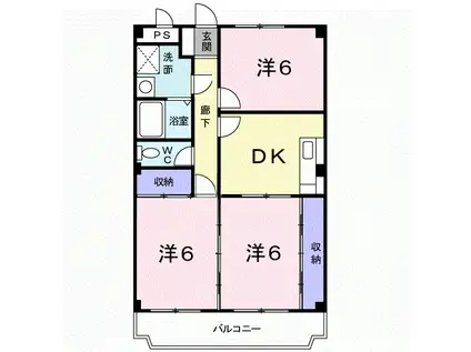 タウン泉の森Ⅰ(3DK/1階)の間取り写真