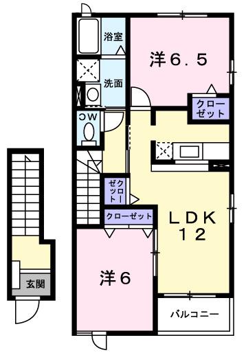 ファミールⅡ(2LDK/2階)の間取り写真