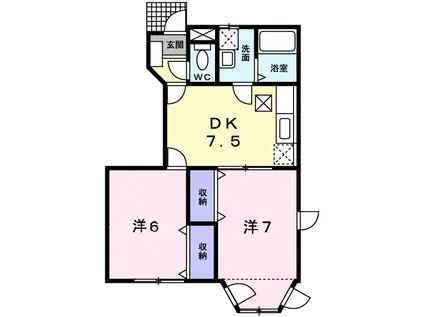 トリムハウスC(2DK/1階)の間取り写真