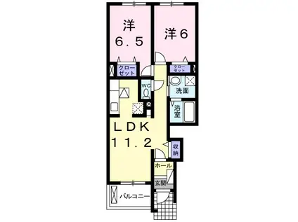 東海道本線 浜松駅 バス乗車時間：44分 東三方バス停で下車 徒歩5分 2階建 築17年(2LDK/1階)の間取り写真