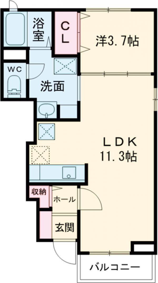 REST BELL 1(1LDK/1階)の間取り写真