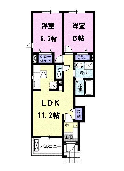メゾン華Ⅲ(2LDK/1階)の間取り写真
