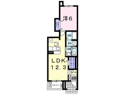 フロントリバー・サンⅢ(1LDK/1階)の間取り写真