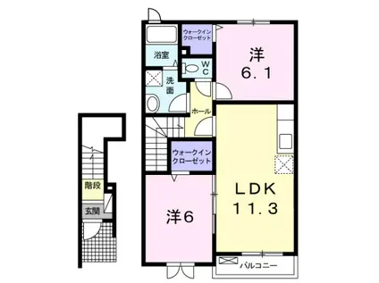 ベル・ソレイユⅡ(2LDK/2階)の間取り写真