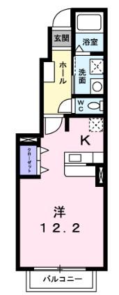 シャルロットⅢ(ワンルーム/1階)の間取り写真