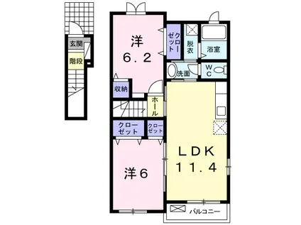 メイプル・コート(2LDK/2階)の間取り写真