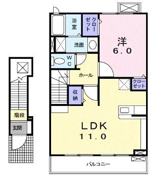 グランデ ニケ Ⅱ(1LDK/2階)の間取り写真