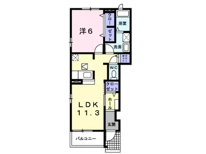 サンフラワーB(1LDK/1階)の間取り写真