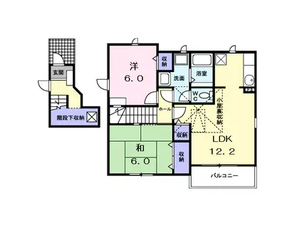 ガーデンスクエア佐藤C(2LDK/2階)の間取り写真