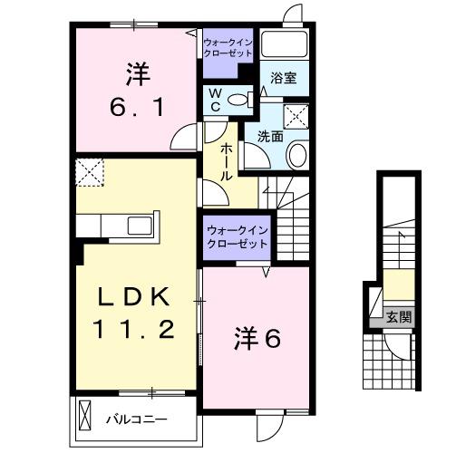 グッティⅠ(2LDK/2階)の間取り写真