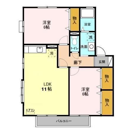 メイプルタウン川越的場(2LDK/1階)の間取り写真