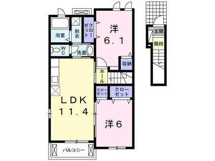 パークサイド B(2LDK/2階)の間取り写真