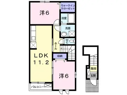 セイバリーハウス(2LDK/2階)の間取り写真