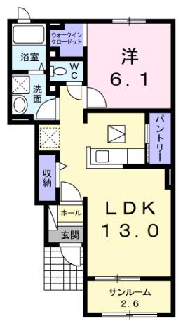 ブリランテⅡ(1LDK/1階)の間取り写真