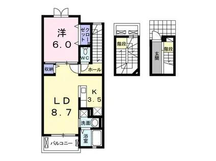 セジュール(1LDK/3階)の間取り写真