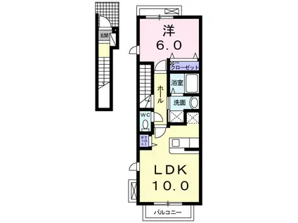 パルセゾン(1LDK/2階)の間取り写真