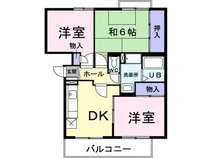 シャトーアユカワ(2LDK/2階)の間取り写真